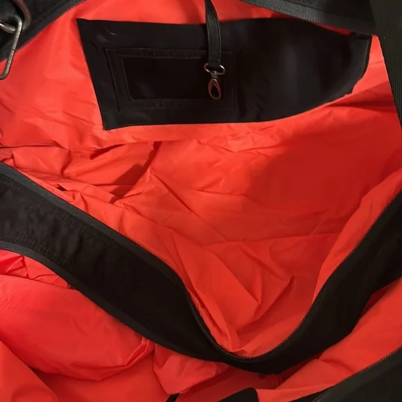 ATHLETA Black Yoga Gym Large Tote Bag Orange Interior - Picture 6 of 14